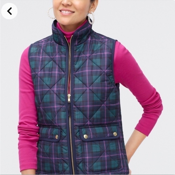 J.Crew Tartan Plaid Quilted Puffer Vest Size XS - Picture 4 of 15